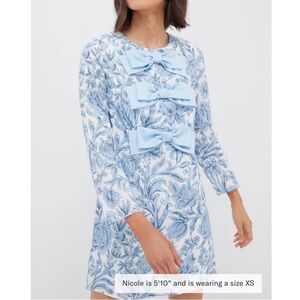 TUCKERNUCK Blue Chintz Clarice Bows Dress Engineered Size M